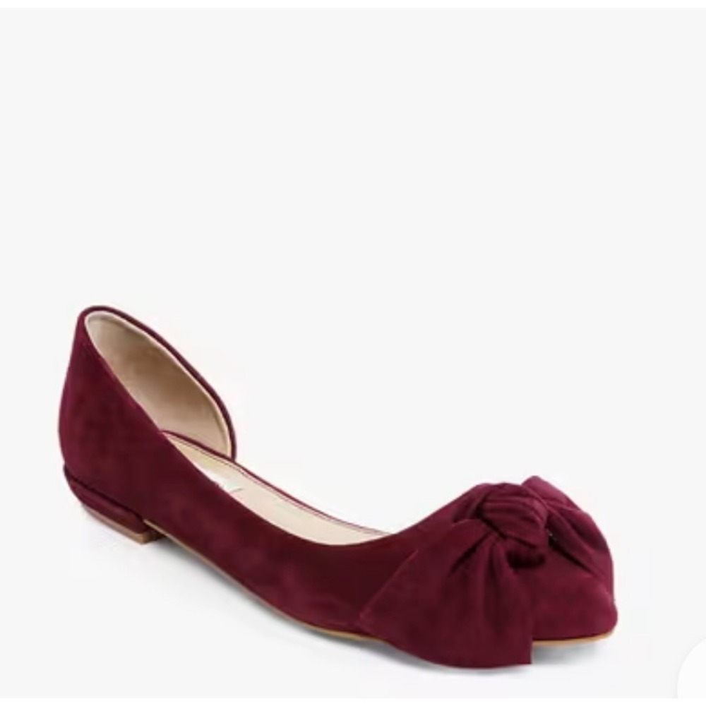 Steve Madden Edina Bow Flats Women 6.5 Burgundy Suede Shoes Pointed Toe Coquette
